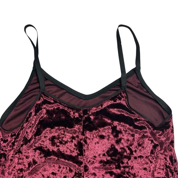 Y2K Burnout Crushed Velvet Burgundy Sz 4 Mini Slip Dress Whimsigoth Grunge Fairy - Picture 6 of 12
